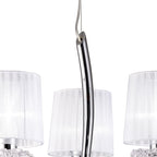 M5273 Louise Pendant 3 Light E27 White Shades Polished Chrome / Clear Crystal
