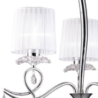 M5273 Louise Pendant 3 Light E27 White Shades Polished Chrome / Clear Crystal