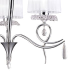 M5273 Louise Pendant 3 Light E27 White Shades Polished Chrome / Clear Crystal