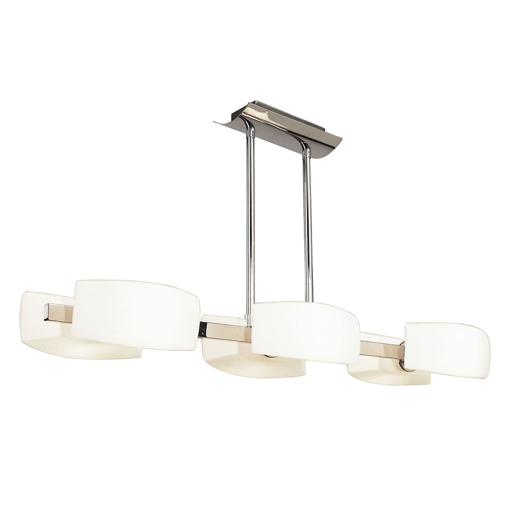 M0172 Lupa Rectangular Telescopic Pendant Bar 6 Light G9 Polished Chrome/Frosted White Glass