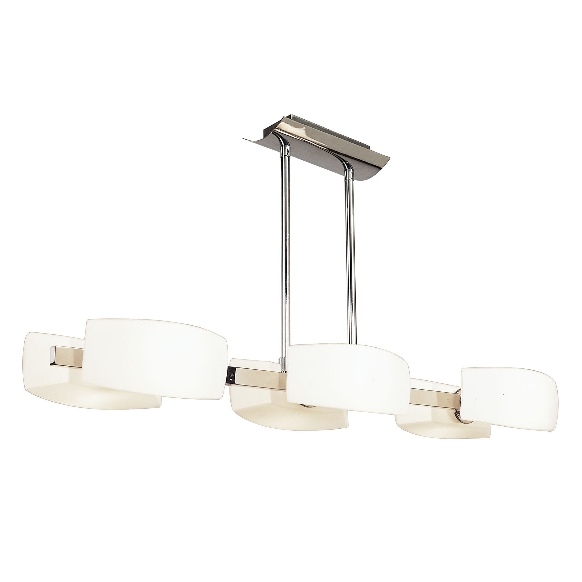 M0172 Lupa Rectangular Telescopic Pendant Bar 6 Light G9 Polished Chrome/Frosted White Glass