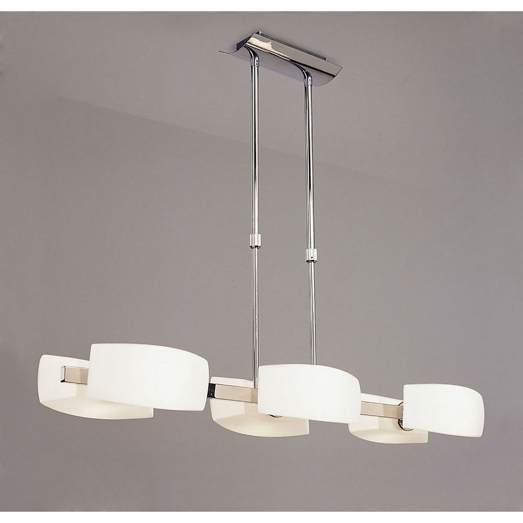 M0172 Lupa Rectangular Telescopic Pendant Bar 6 Light G9 Polished Chrome/Frosted White Glass