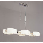 M0172 Lupa Rectangular Telescopic Pendant Bar 6 Light G9 Polished Chrome/Frosted White Glass