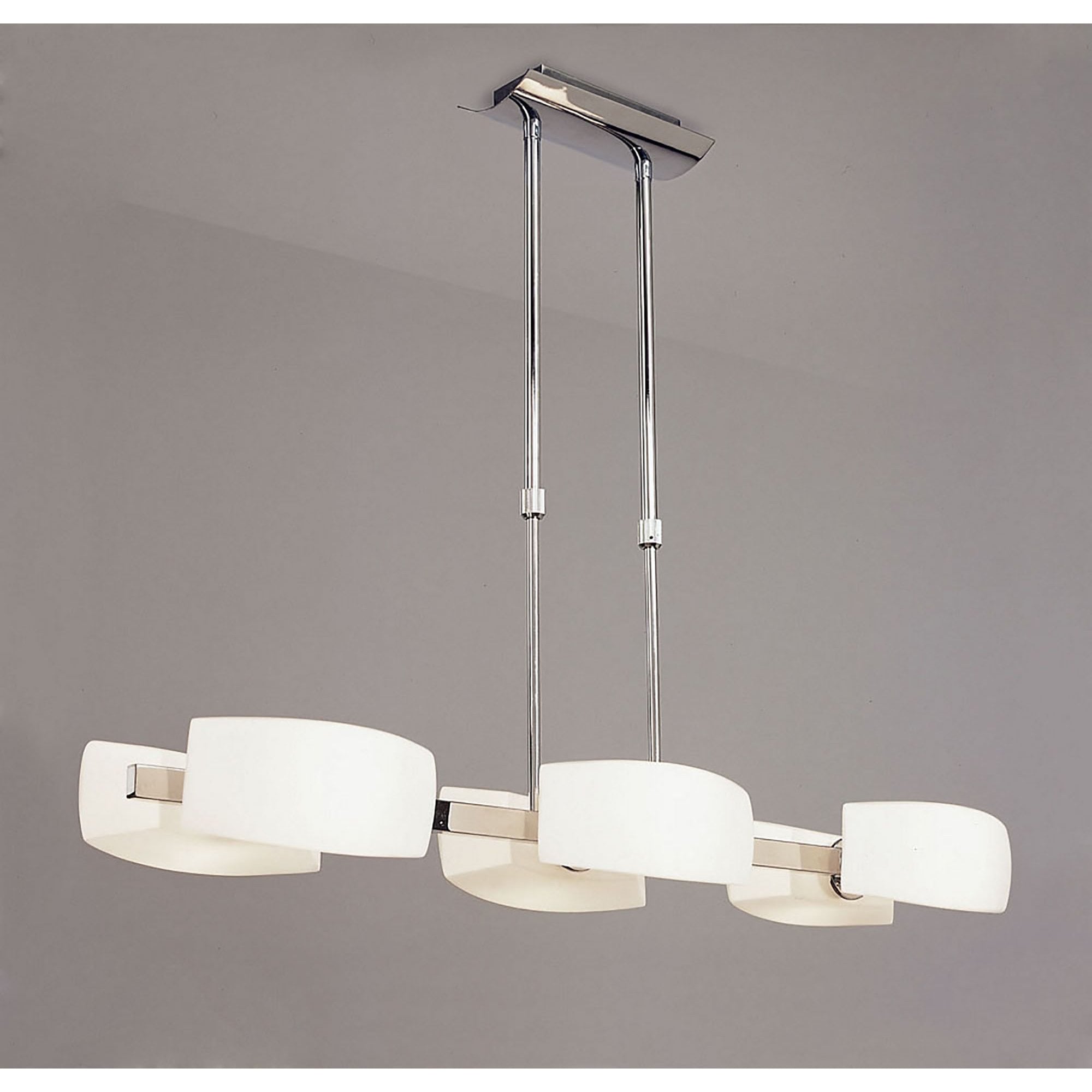 M0172 Lupa Rectangular Telescopic Pendant Bar 6 Light G9 Polished Chrome/Frosted White Glass
