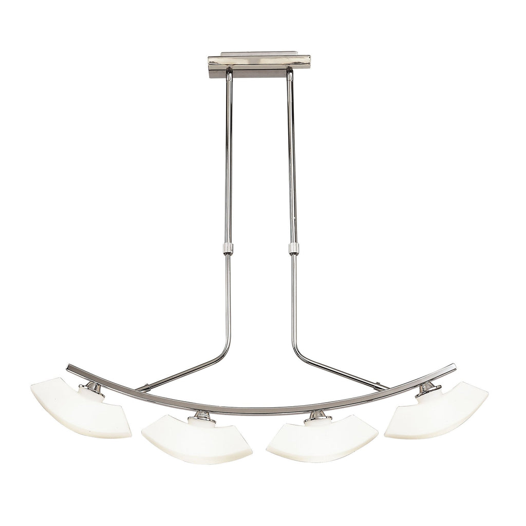 M0170 Lupa Telescopic Pendant Curved Linear Bar 4 Light G9 Polished Chrome/Frosted White Glass