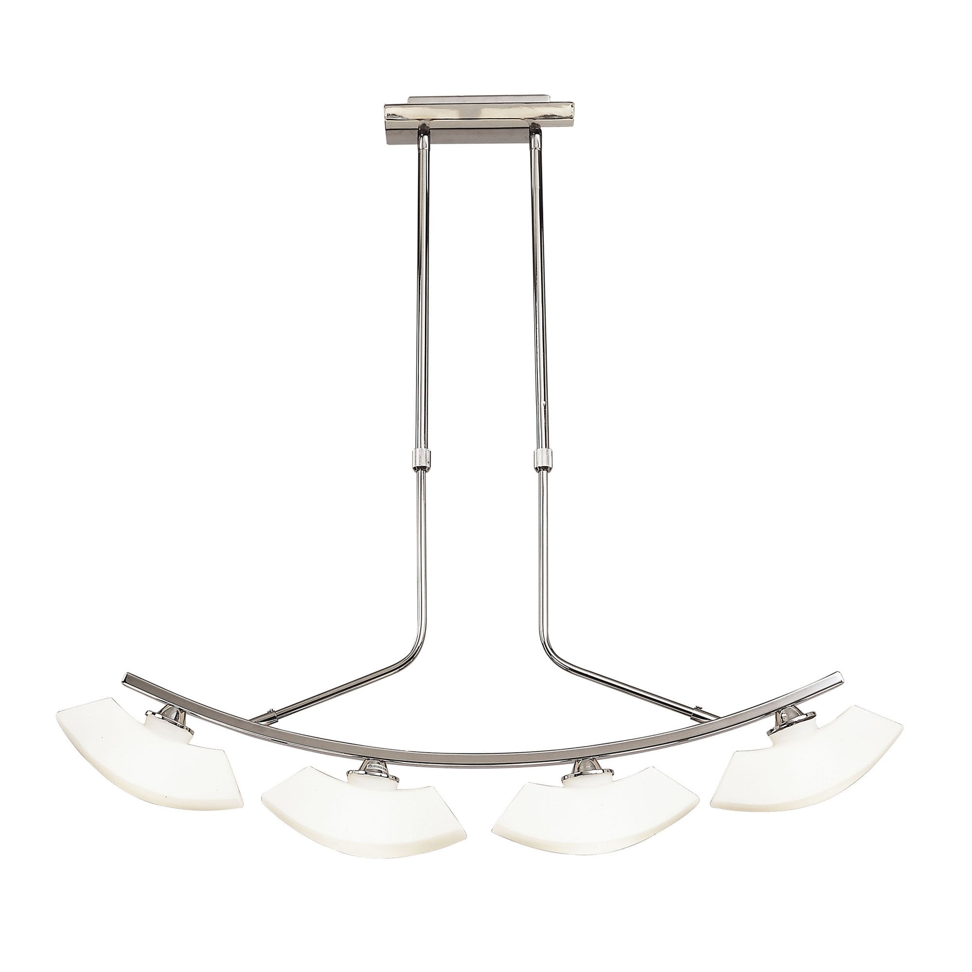 M0170 Lupa Telescopic Pendant Curved Linear Bar 4 Light G9 Polished Chrome/Frosted White Glass