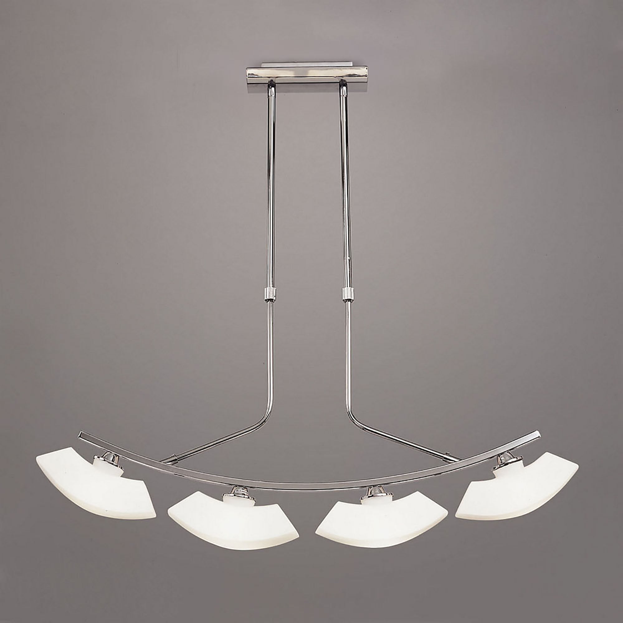 M0170 Lupa Telescopic Pendant Curved Linear Bar 4 Light G9 Polished Chrome/Frosted White Glass