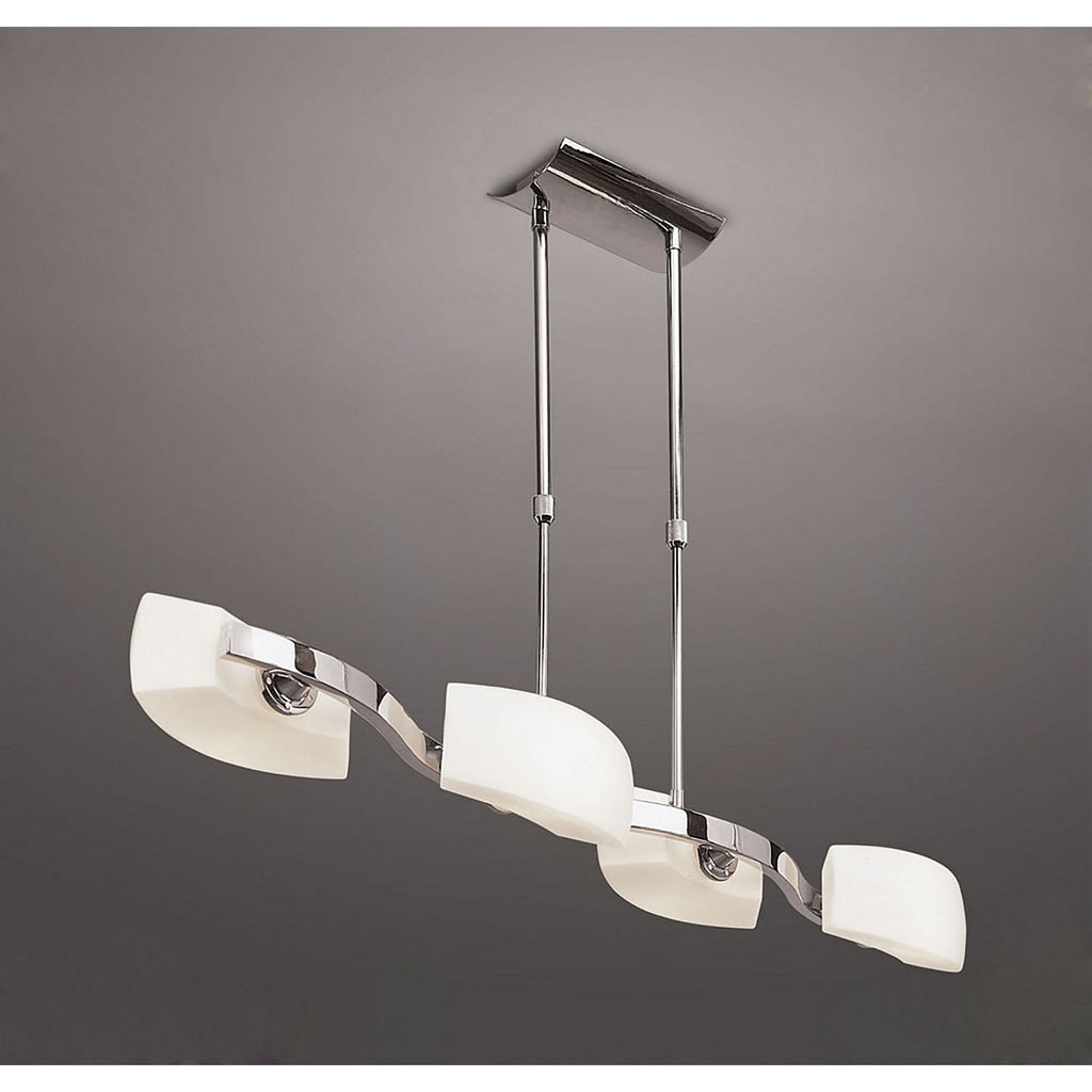 M0169 Lupa Telescopic Pendant Linear Bar 4 Light G9 Polished Chrome/Frosted White Glass