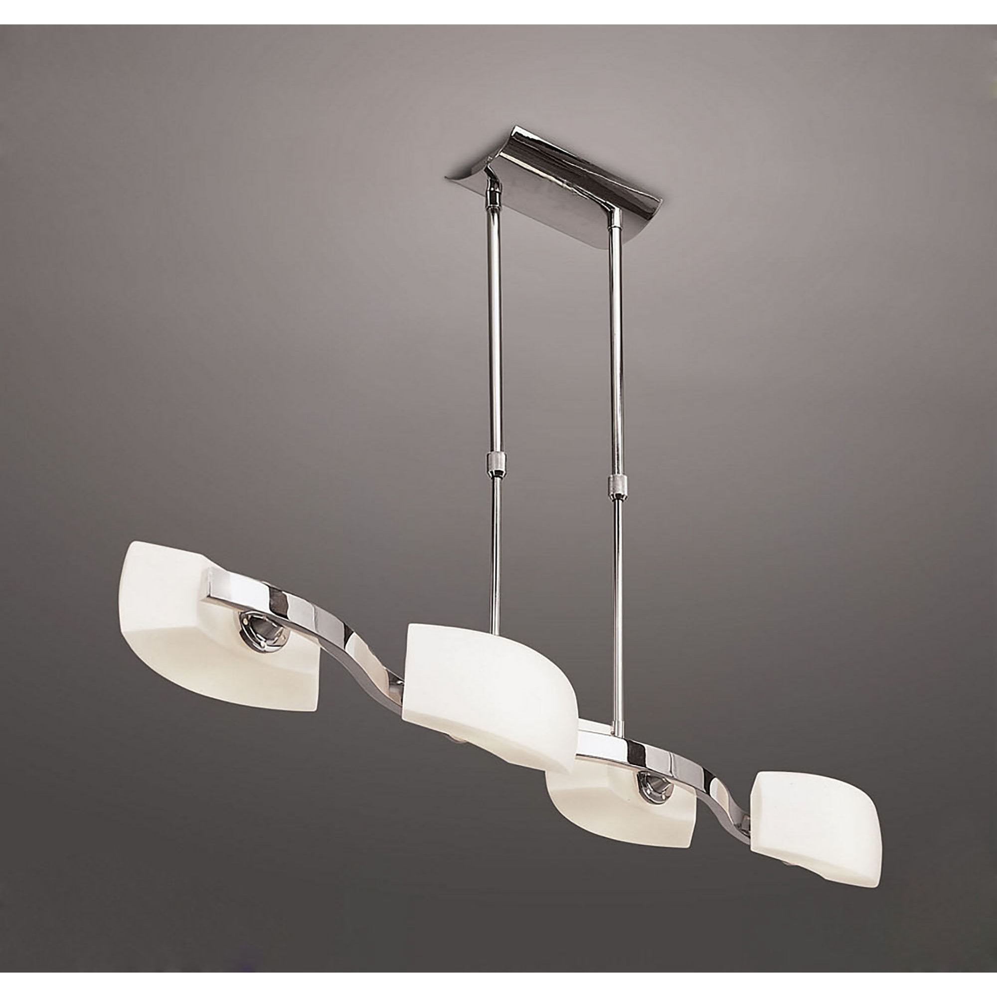 M0169 Lupa Telescopic Pendant Linear Bar 4 Light G9 Polished Chrome/Frosted White Glass