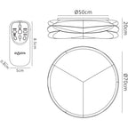 M5955 Lascas Flush 70cm Round 60W LED -6500K Tuneable Remote Control White