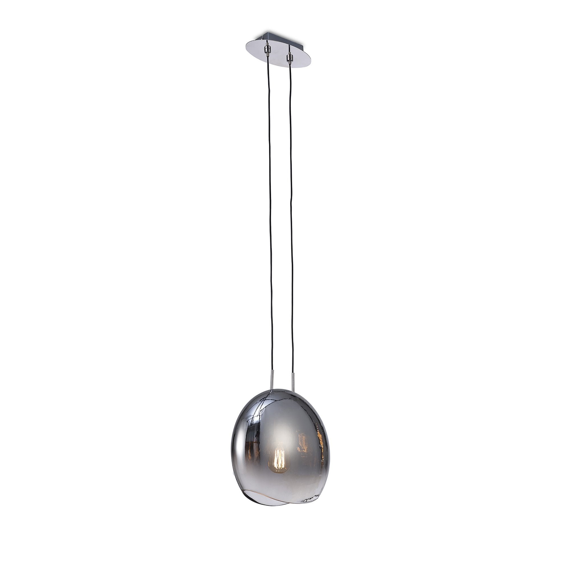 M6186 Lens Pendant 25cm Round 1 Light Chrome Glass