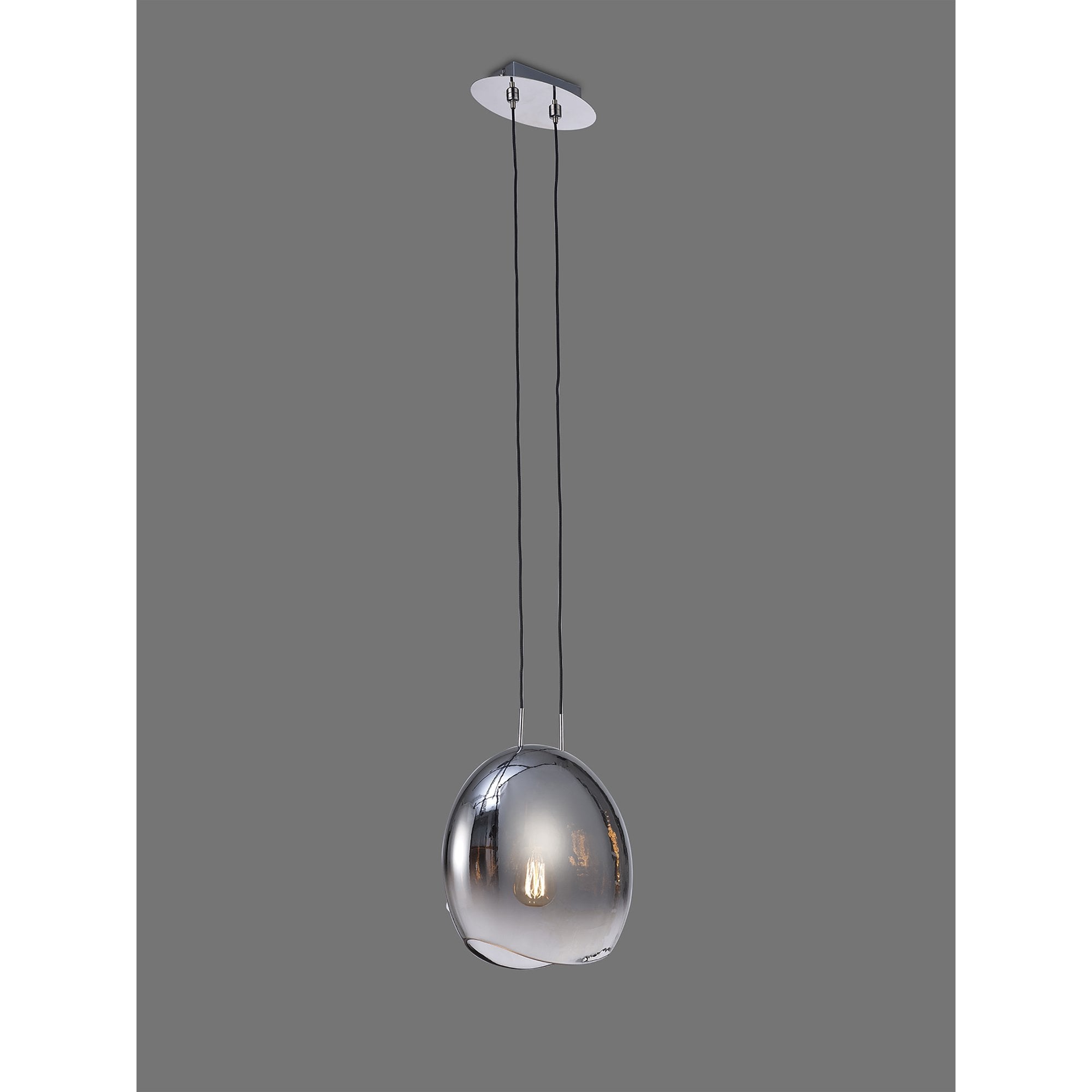 M6186 Lens Pendant 25cm Round 1 Light Chrome Glass