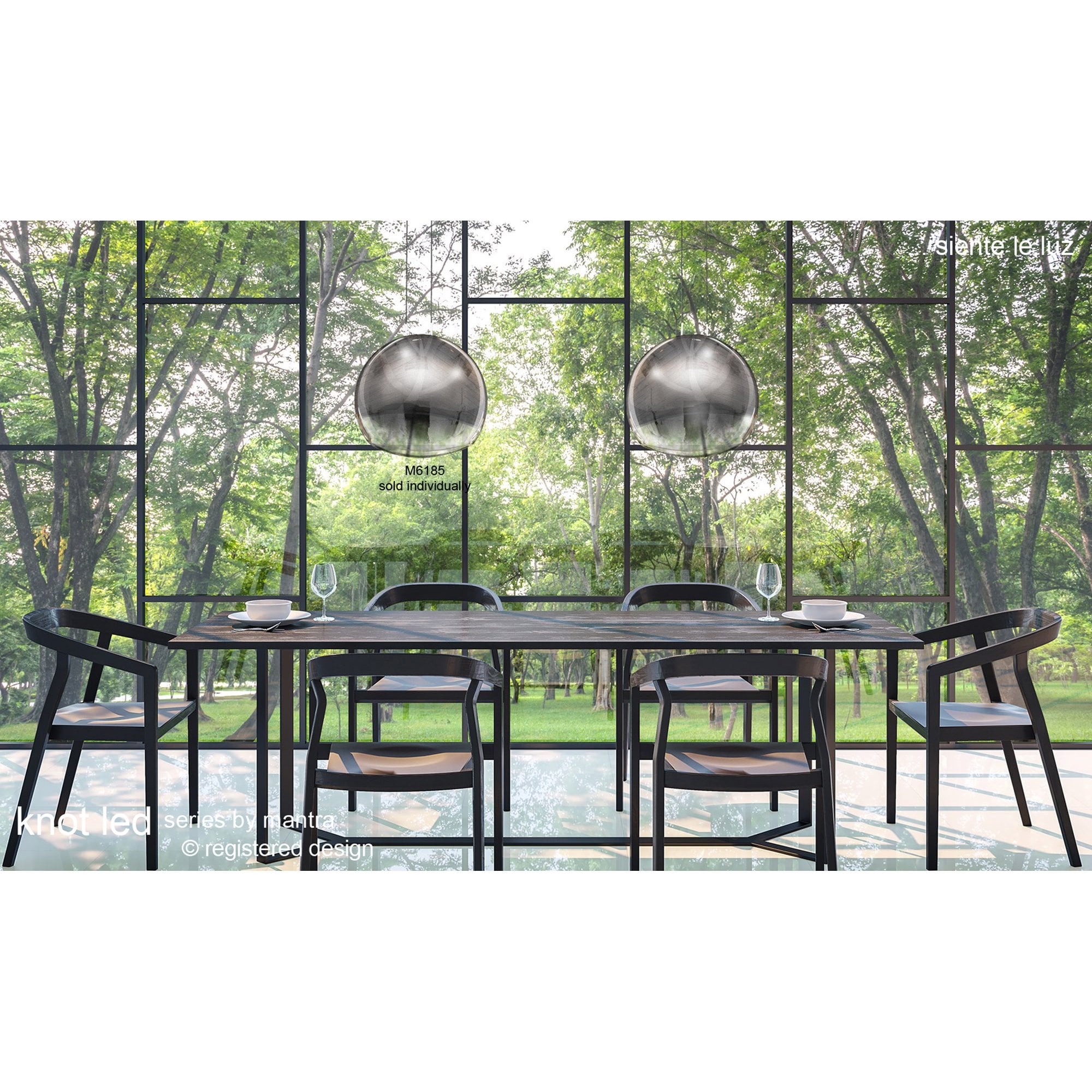 M6186 Lens Pendant 25cm Round 1 Light Chrome Glass
