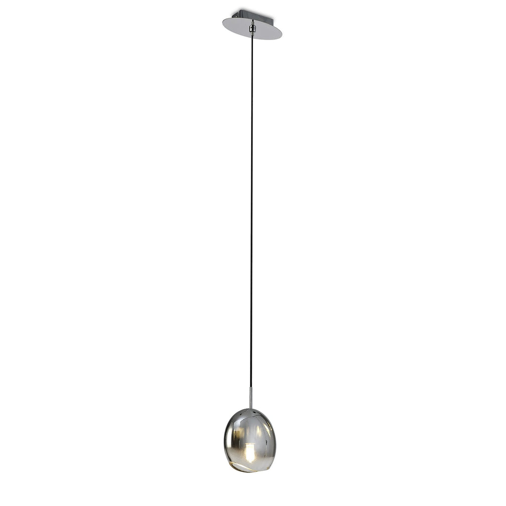 M6187 Lens Pendant 14cm Round 1 Light Chrome Glass