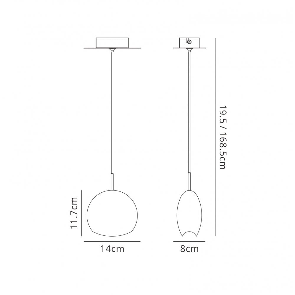 M6187 Lens Pendant 14cm Round 1 Light Chrome Glass