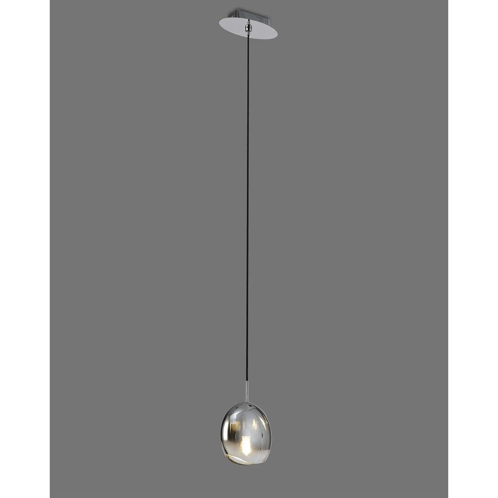 M6187 Lens Pendant 14cm Round 1 Light Chrome Glass