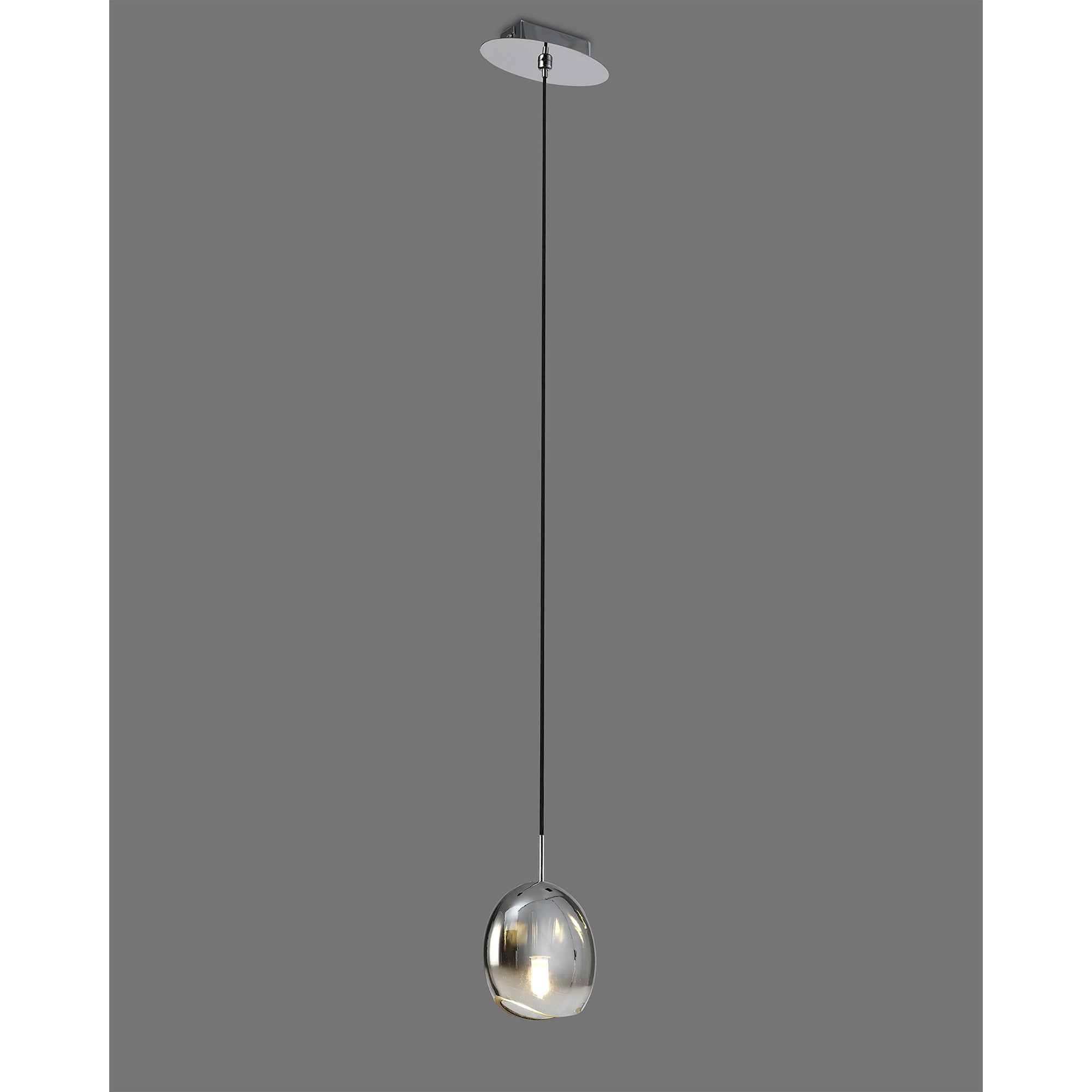 M6187 Lens Pendant 14cm Round 1 Light Chrome Glass