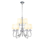 M4630/CS Loewe 2 Tier Pendant 6+3 Light E14 Polished Chrome Cream Shades