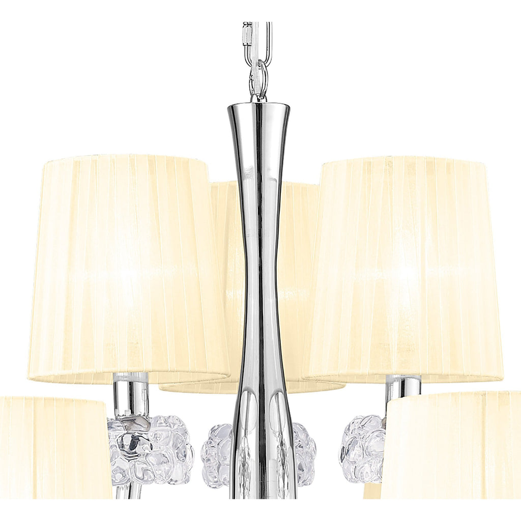 M4630/CS Loewe 2 Tier Pendant 6+3 Light E14 Polished Chrome Cream Shades