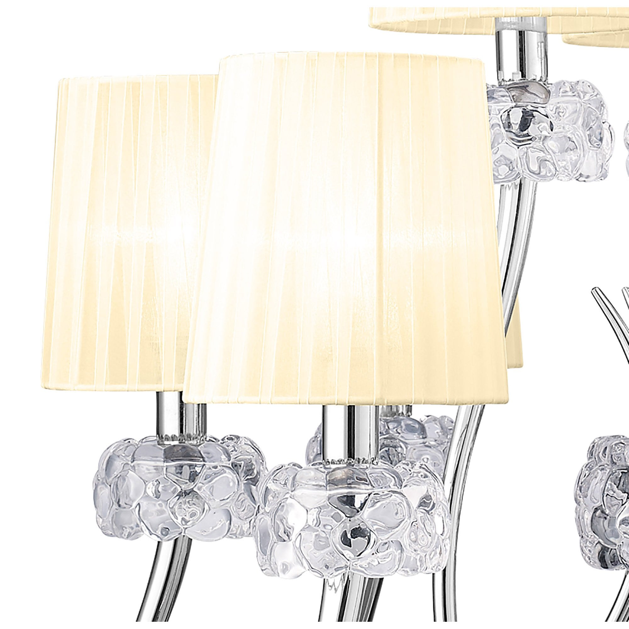 M4630/CS Loewe 2 Tier Pendant 6+3 Light E14 Polished Chrome Cream Shades