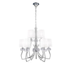M4630 Loewe 2 Tier Pendant 6+3 Light E14 Polished Chrome White Shades