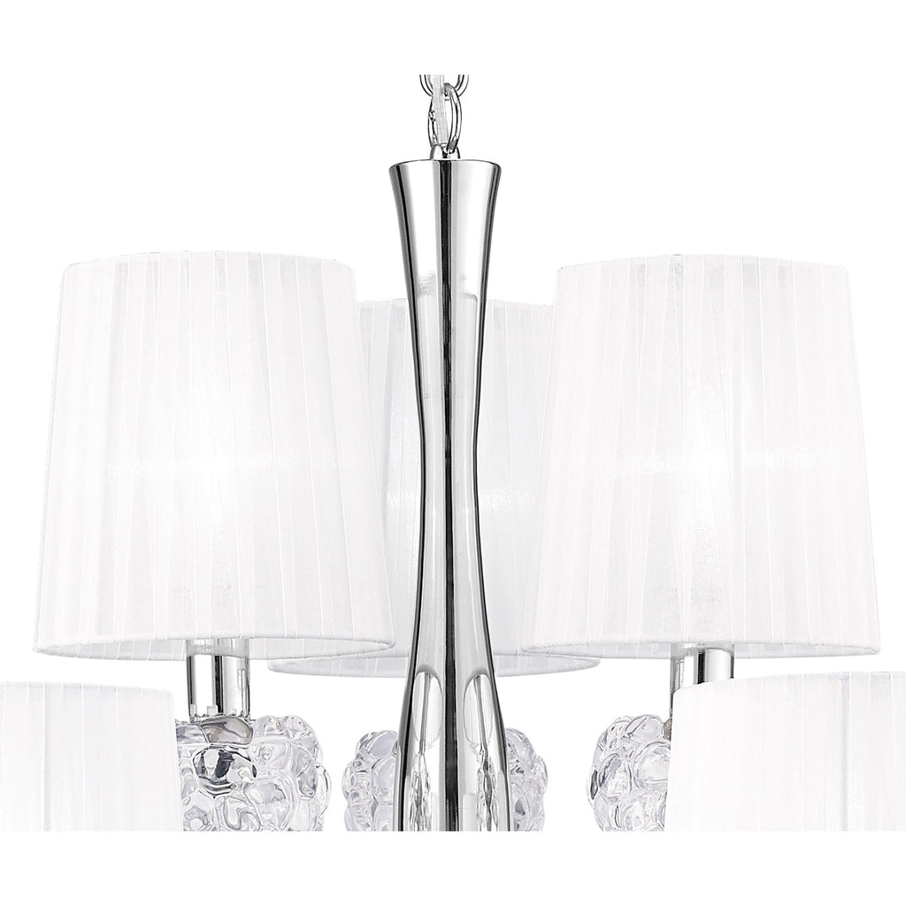 M4630 Loewe 2 Tier Pendant 6+3 Light E14 Polished Chrome White Shades