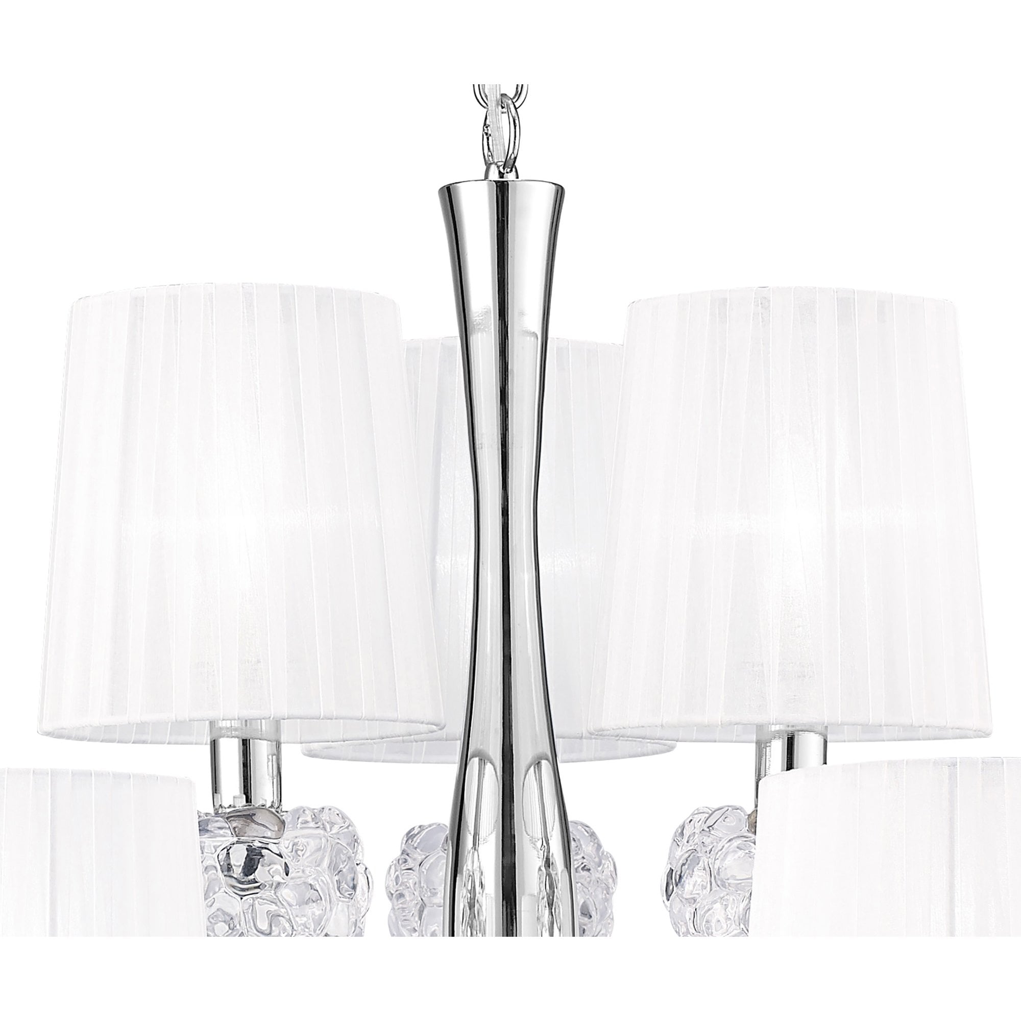 M4630 Loewe 2 Tier Pendant 6+3 Light E14 Polished Chrome White Shades