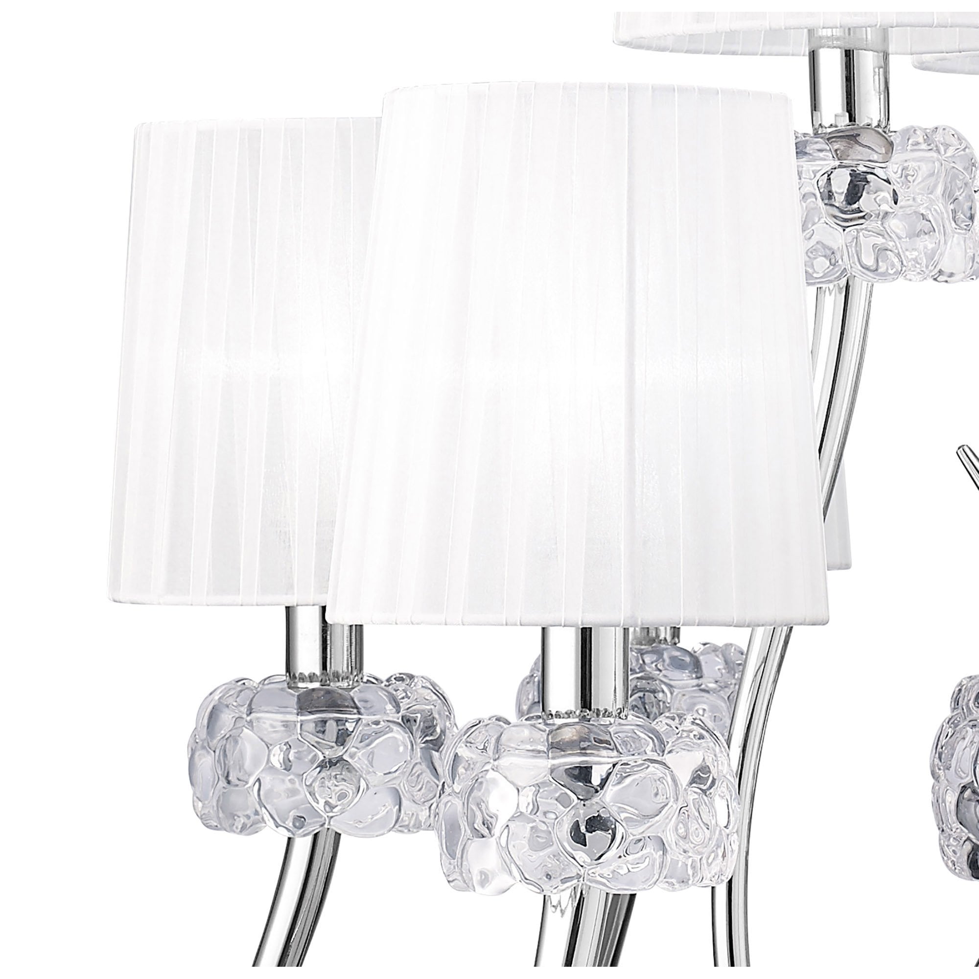 M4630 Loewe 2 Tier Pendant 6+3 Light E14 Polished Chrome White Shades