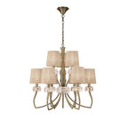 M4630AB/SB Loewe 2 Tier Pendant 6+3 Light E14 Antique Brass Soft Bronze Shades