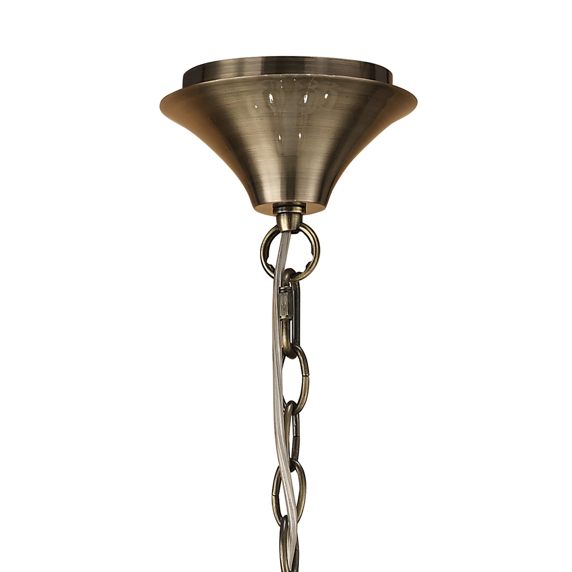 M4630AB Loewe 2 Tier Pendant 6+3 Light E14 Antique Brass Cream Shades