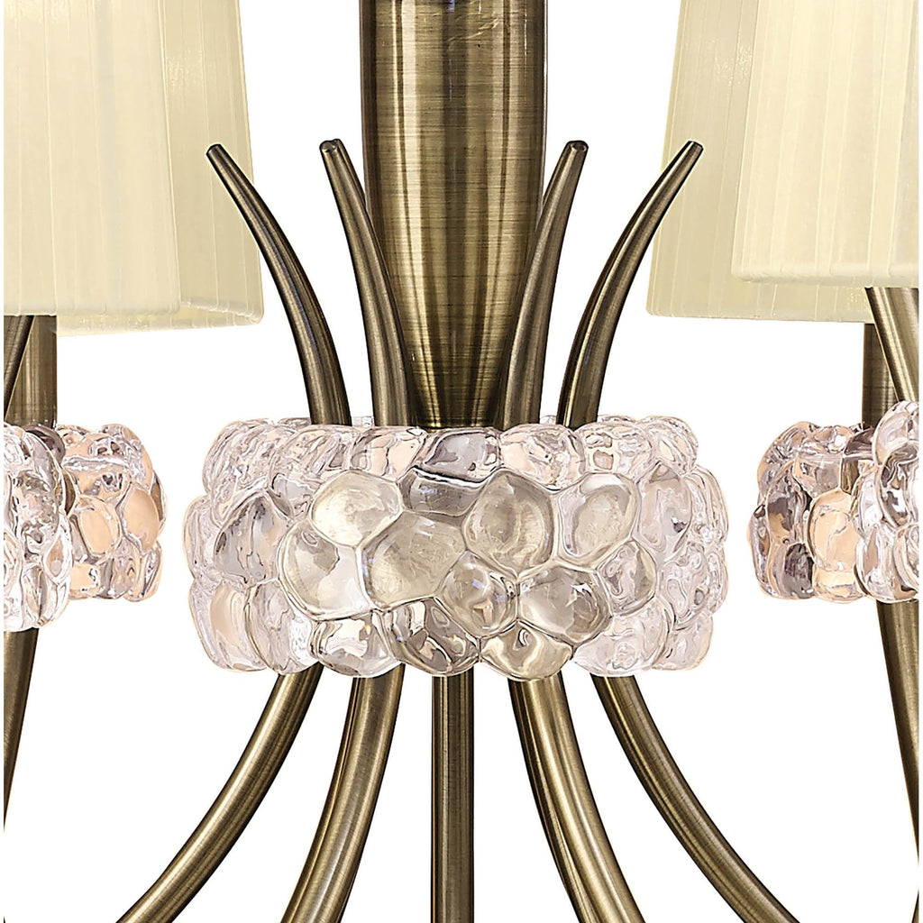 M4630AB Loewe 2 Tier Pendant 6+3 Light E14 Antique Brass Cream Shades