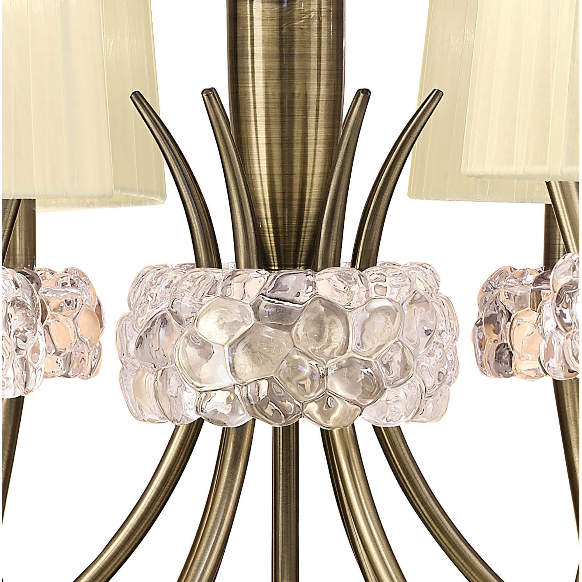 M4630AB Loewe 2 Tier Pendant 6+3 Light E14 Antique Brass Cream Shades