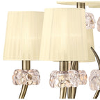 M4630AB Loewe 2 Tier Pendant 6+3 Light E14 Antique Brass Cream Shades