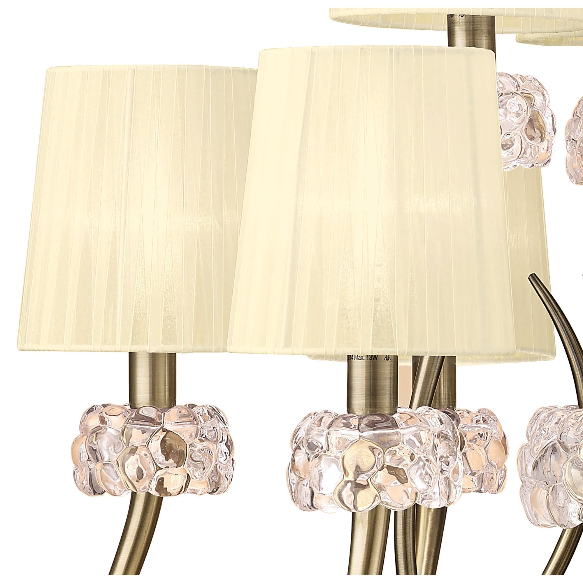 M4630AB Loewe 2 Tier Pendant 6+3 Light E14 Antique Brass Cream Shades