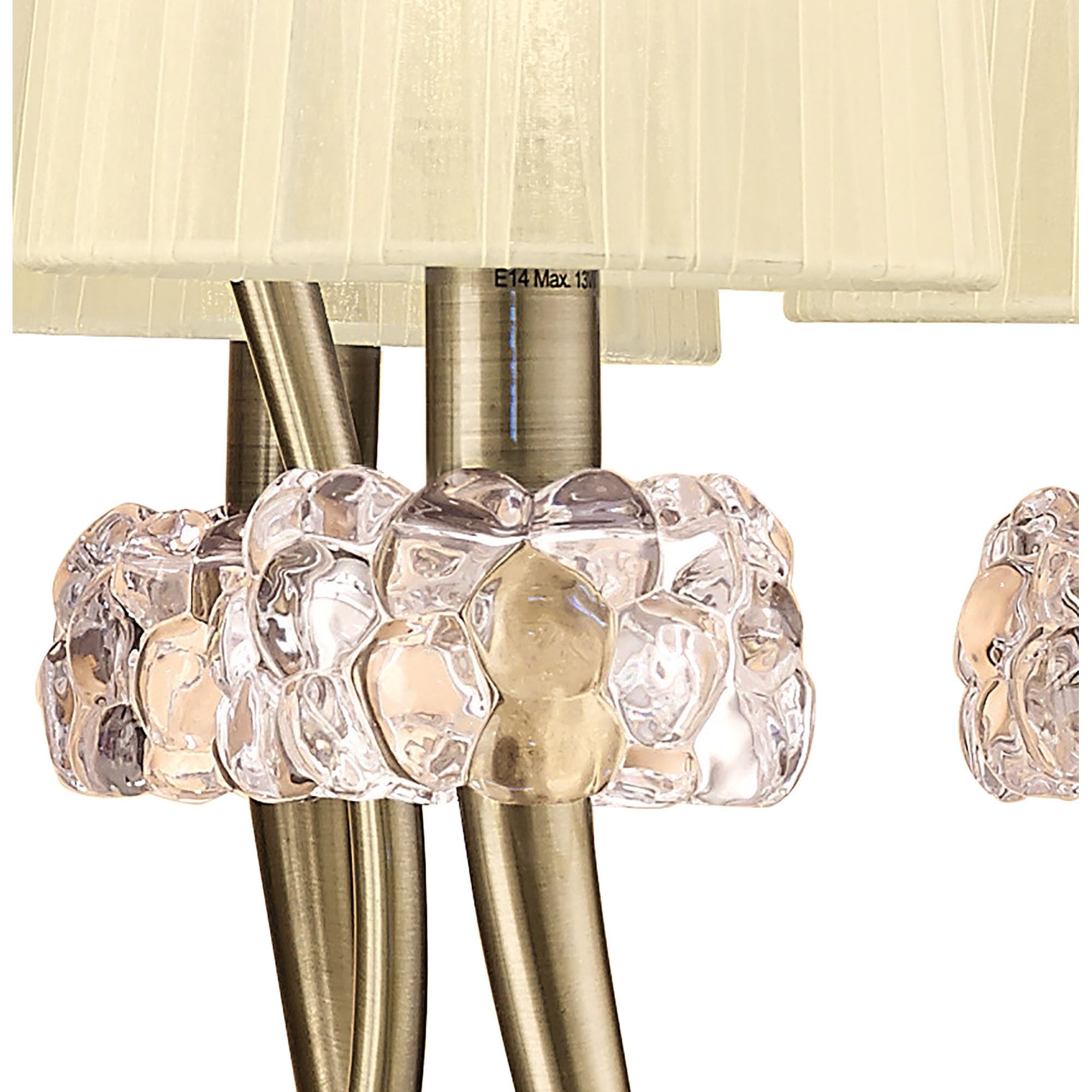 M4630AB Loewe 2 Tier Pendant 6+3 Light E14 Antique Brass Cream Shades