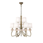 M4630AB/WS Loewe 2 Tier Pendant 6+3 Light E14 Antique Brass White Shades
