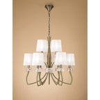 M4630AB/WS Loewe 2 Tier Pendant 6+3 Light E14 Antique Brass White Shades