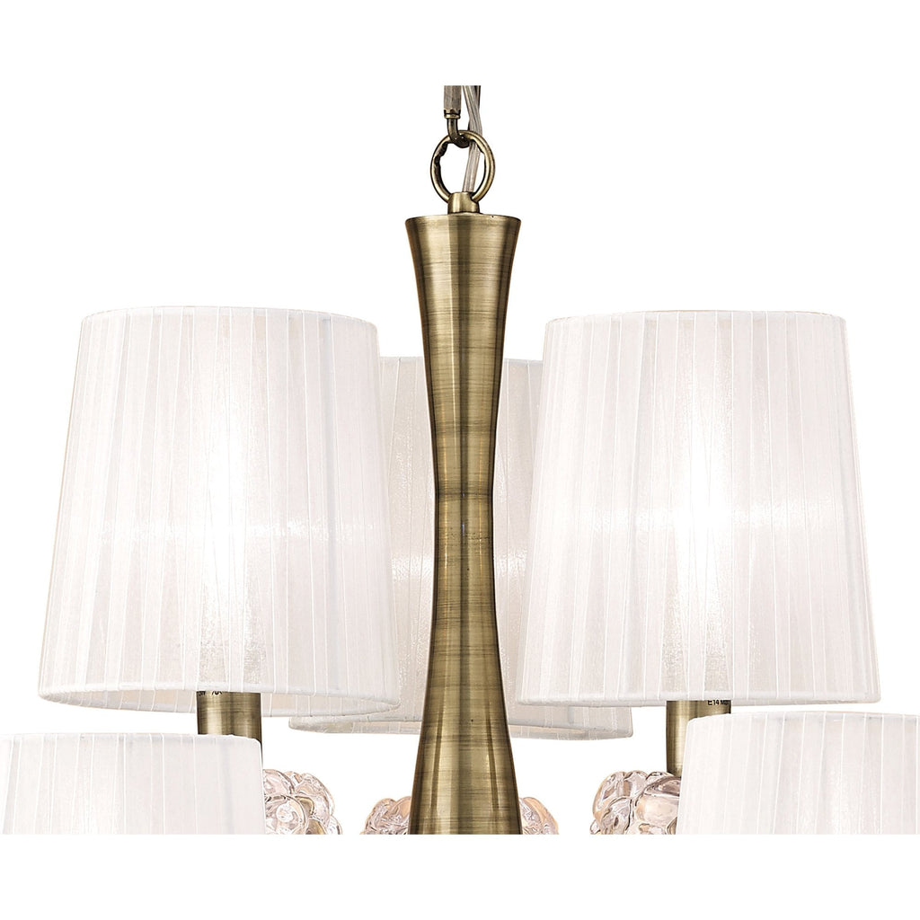 M4630AB/WS Loewe 2 Tier Pendant 6+3 Light E14 Antique Brass White Shades