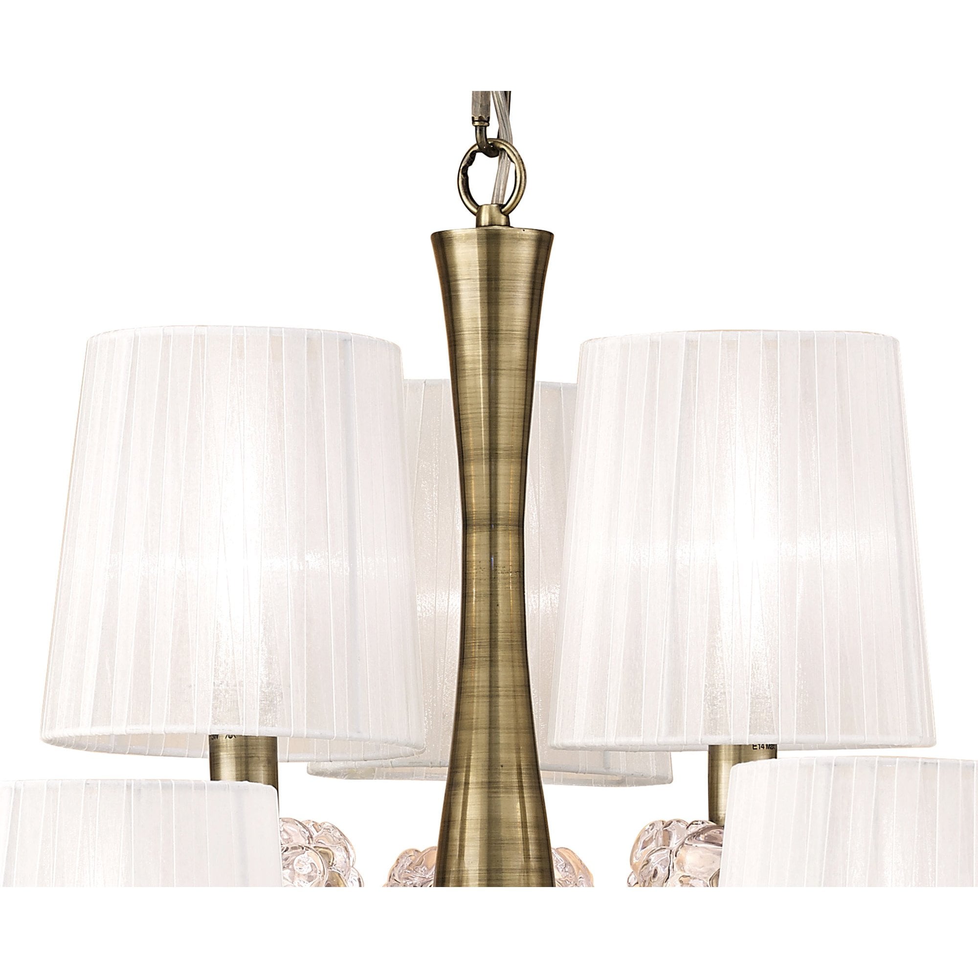 M4630AB/WS Loewe 2 Tier Pendant 6+3 Light E14 Antique Brass White Shades