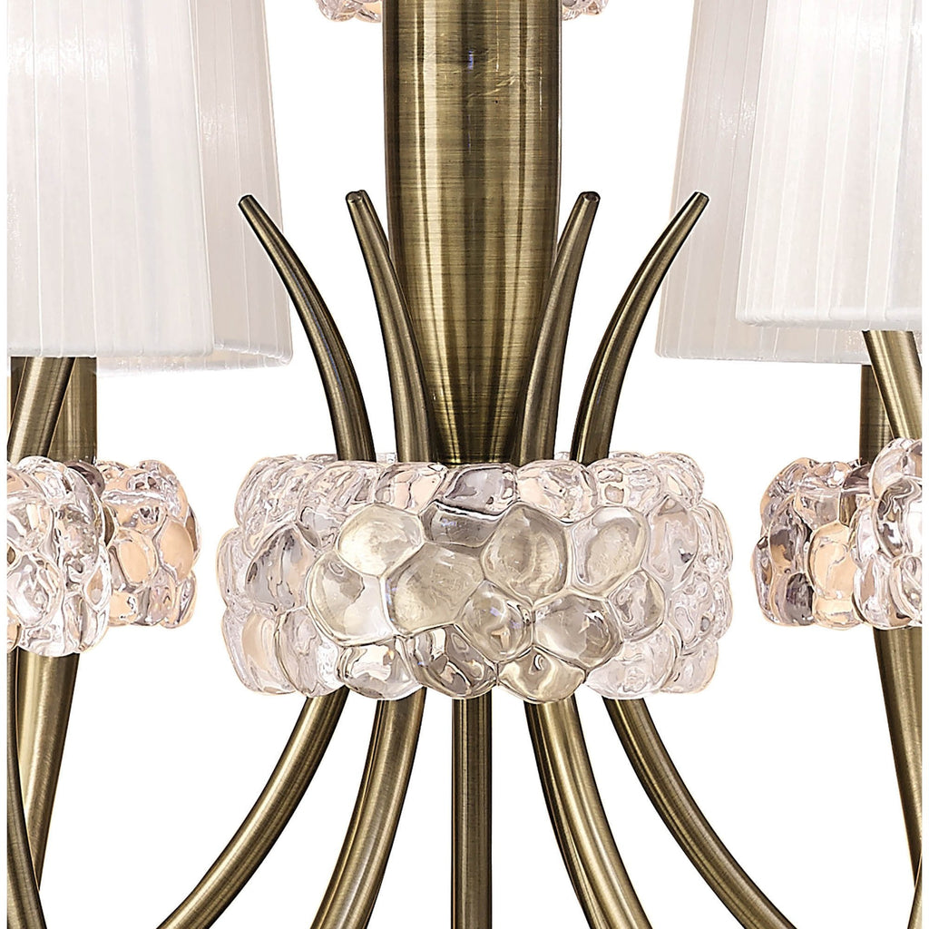 M4630AB/WS Loewe 2 Tier Pendant 6+3 Light E14 Antique Brass White Shades