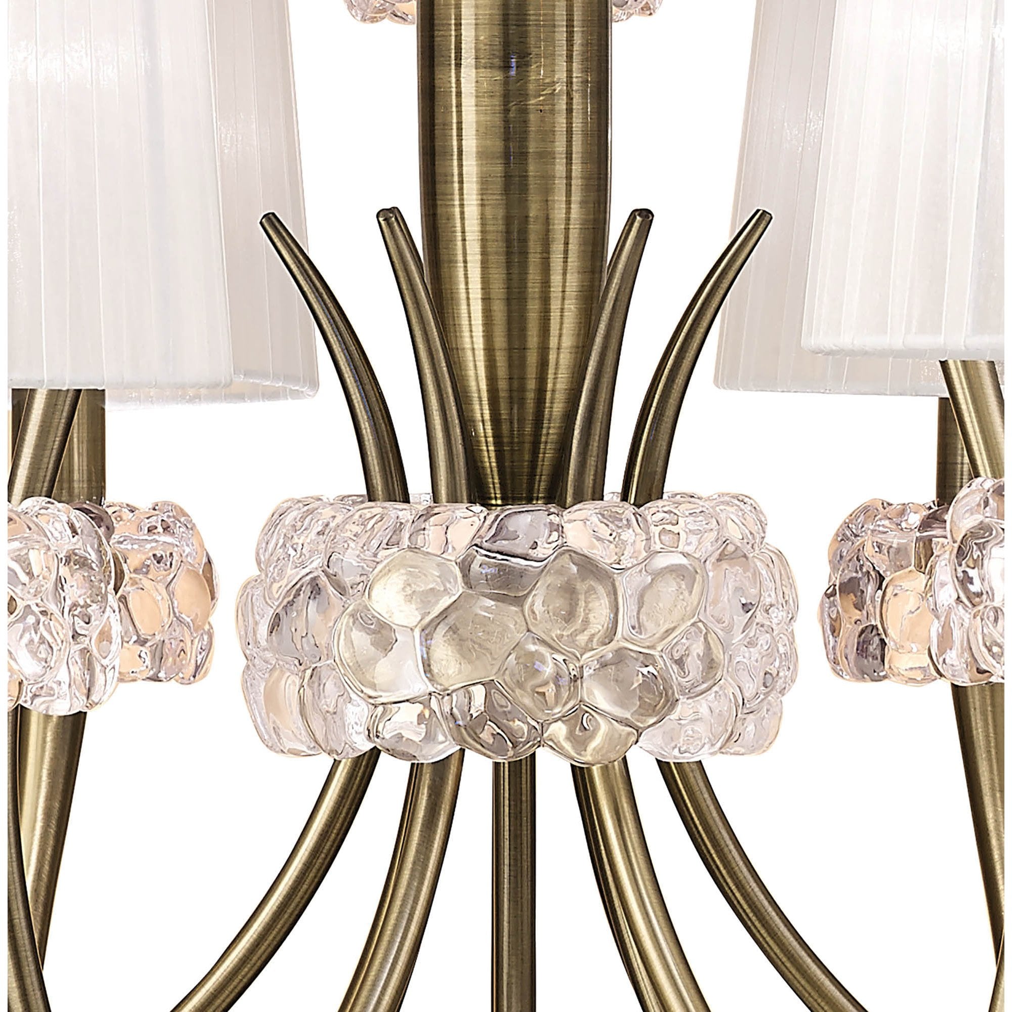 M4630AB/WS Loewe 2 Tier Pendant 6+3 Light E14 Antique Brass White Shades