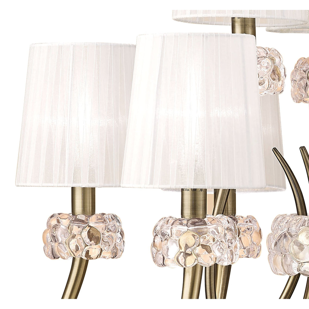 M4630AB/WS Loewe 2 Tier Pendant 6+3 Light E14 Antique Brass White Shades