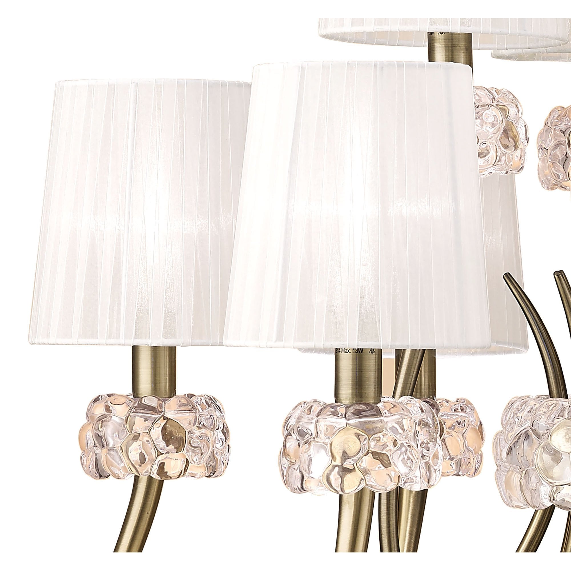 M4630AB/WS Loewe 2 Tier Pendant 6+3 Light E14 Antique Brass White Shades