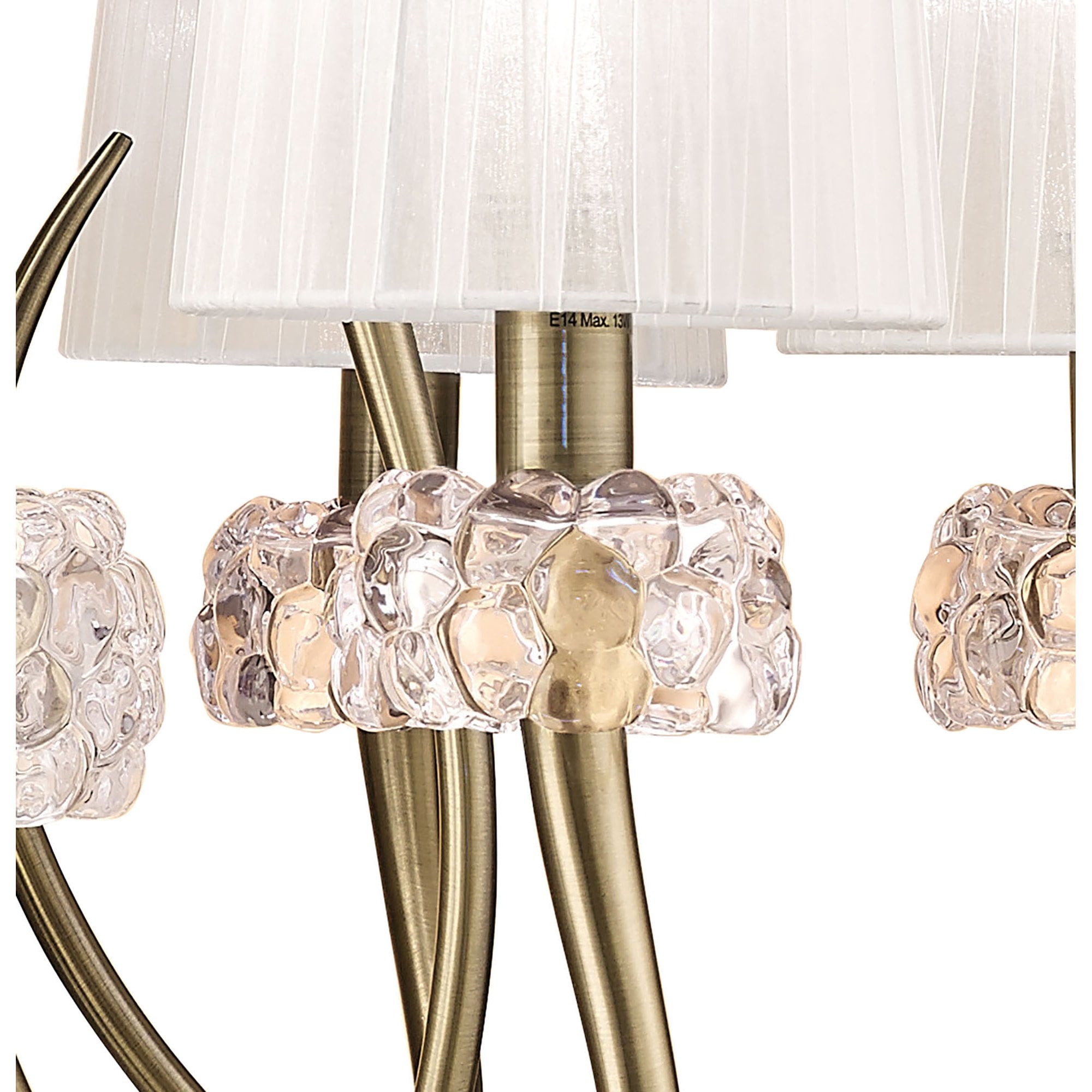 M4630AB/WS Loewe 2 Tier Pendant 6+3 Light E14 Antique Brass White Shades