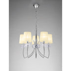 M4631/CS Loewe Pendant 5 Light E14 Polished Chrome Cream Shades