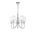M4631 Loewe Pendant 5 Light E14 Polished Chrome White Shades