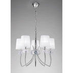 M4631 Loewe Pendant 5 Light E14 Polished Chrome White Shades