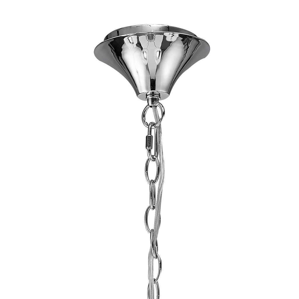 M4631 Loewe Pendant 5 Light E14 Polished Chrome White Shades