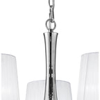 M4631 Loewe Pendant 5 Light E14 Polished Chrome White Shades