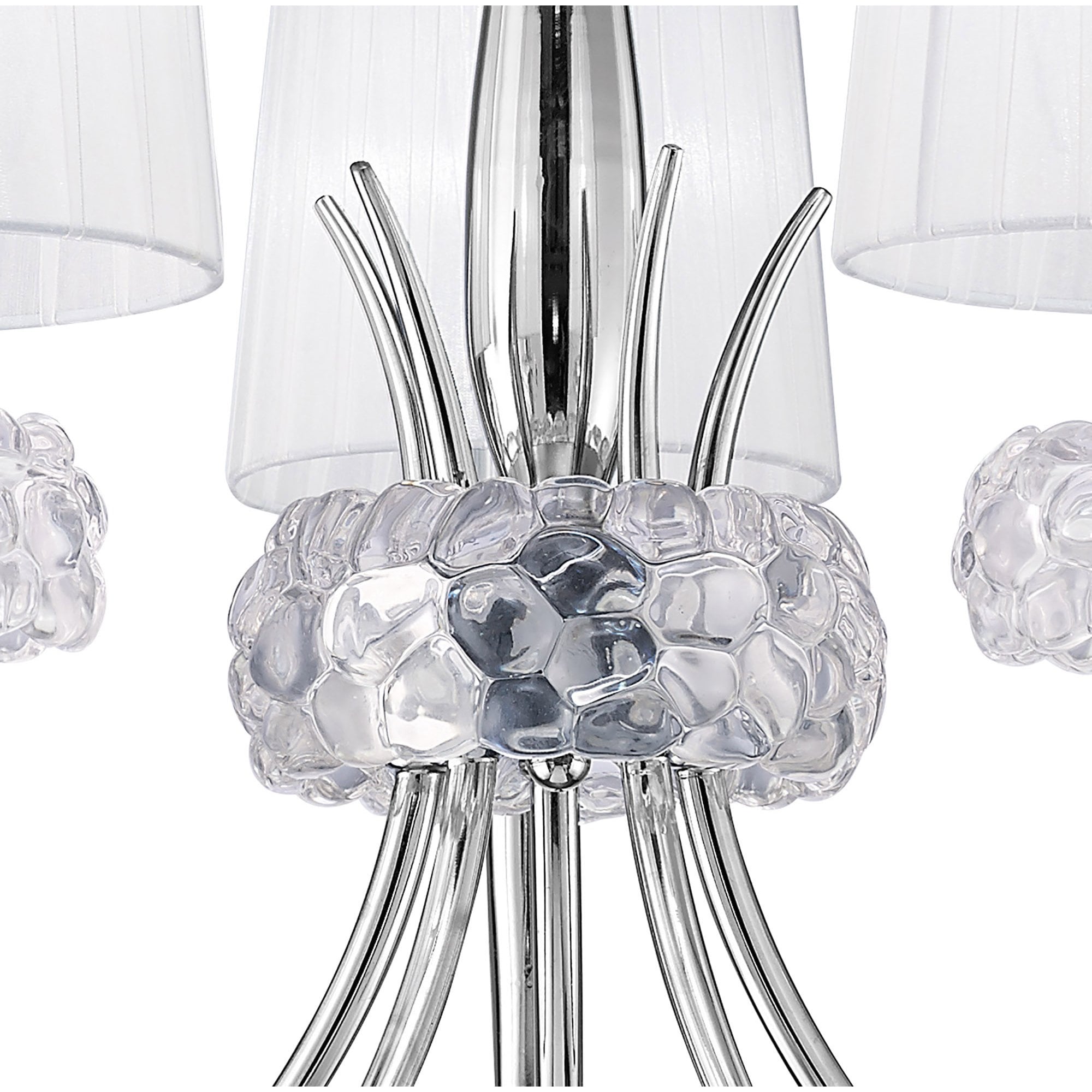 M4631 Loewe Pendant 5 Light E14 Polished Chrome White Shades